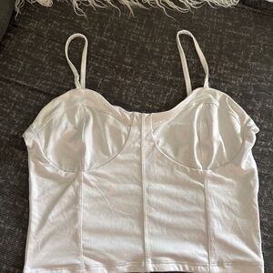 White Unstructured Corset Tank Top